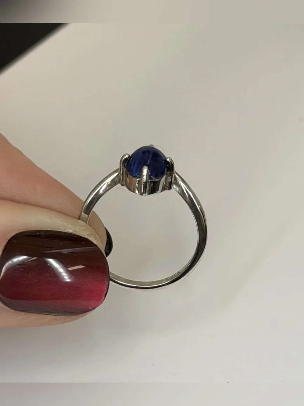 Stunning 1.79CT Natural Blue Star Sapphire Chevron Ring 925 Sterling Silver Sz 6